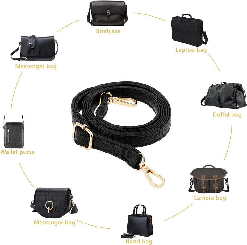 Telooco Purse Strap Replacement 33.4-59 Inch Adjustable Leather Belt for Purse Crossbody Bag Handbags,Black - Image 4